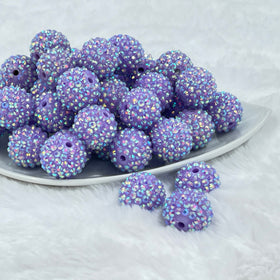 20mm Lilac Purple Bliss Rhinestone AB Bubblegum Beads