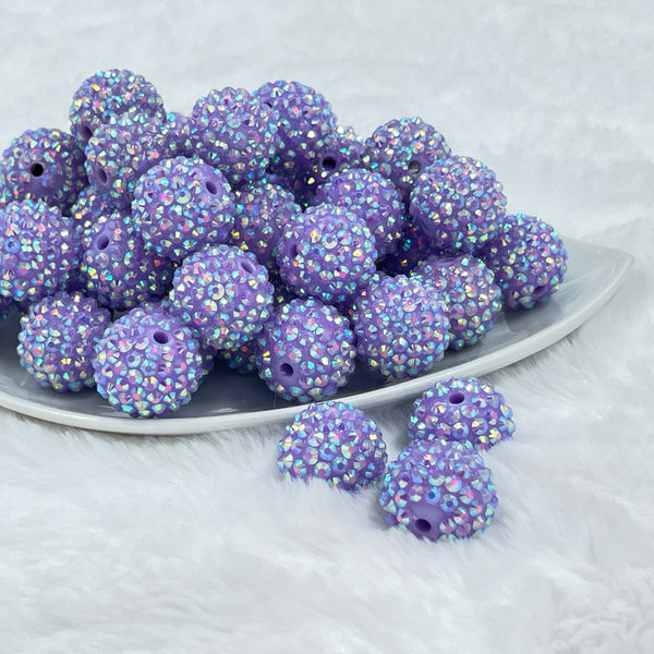 front of a pile of 20mm Lilac Purple Bliss Rhinestone AB Bubblegum Beads