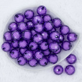 20mm Purple Translucent Faceted Bead in a bead, chunky acrylic bubblegum Beads