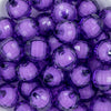 Close up view of a pile of 20mm Purple Translucent Faceted Bead in a bead, chunky acrylic bubblegum Beads