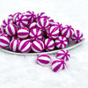 20mm Purple with White Stripe Beach Ball Acrylic Bubblegum Beads