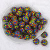 Top view of a pile of 20mm Rainbow Confetti Rhinestone AB Bubblegum Beads
