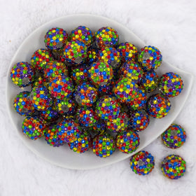 20mm Rainbow Confetti Rhinestone AB Bubblegum Beads