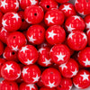 20mm Red with White Stars Bubblegum Bead