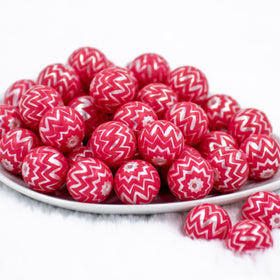 20mm Red Chevron Acrylic Bubblegum Beads