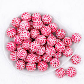 20mm Red Christmas Print Acrylic Bubblegum Beads