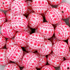20mm Red Christmas Print Acrylic Bubblegum Beads