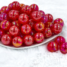 20mm Candy Apple Red Crackle AB Bubblegum Beads