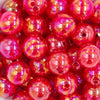close up view of 20mm Candy Apple Red Crackle AB Chunky Bubblegum Beads