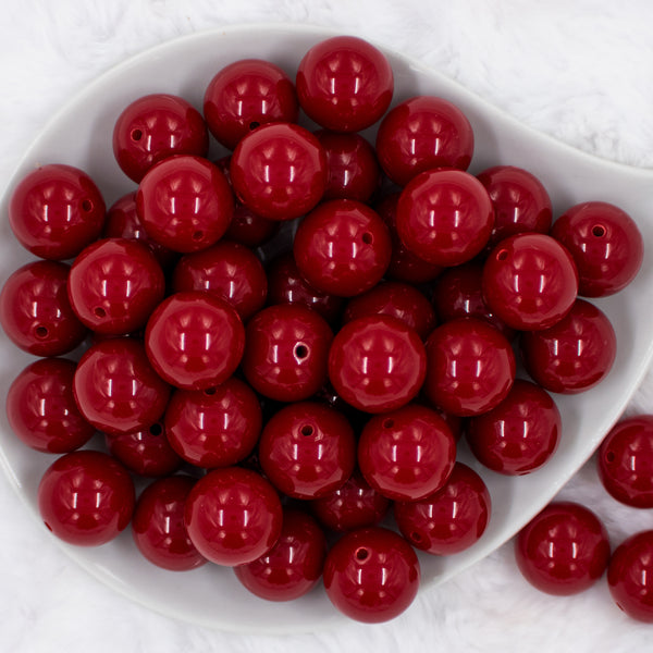 top view of a pile of 20mm Solid Cranberry Red Chunky Bubblegum Beads