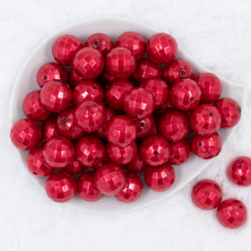 20mm Red Disco Faceted Pearl Bubblegum Beads