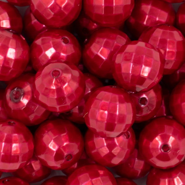 20mm Red Disco Faceted Pearl Bubblegum Beads
