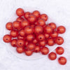 top view of a pile of 20mm Red Frosted Bubblegum Beads