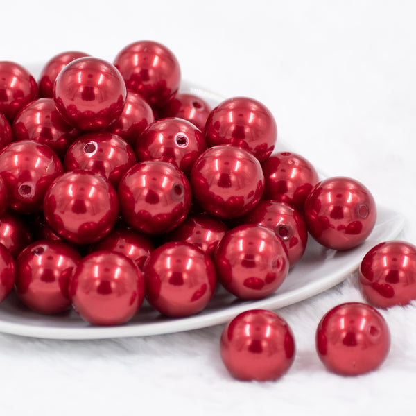 20mm Red Faux Pearl Acrylic Bubblegum Beads