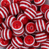 close up view of a pile of 20mm Red with White Stripes Bubblegum Beads