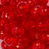 Close up view of a pile of 20mm Red Transparent Disco Faceted Chunky Acrylic Bubblegum Beads