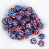 top view of a pile of 20mm Red, White & Blue Confetti Rhinestone AB Bubblegum Beads