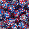 close up view of a pile of 20mm Red, White & Blue Confetti Rhinestone AB Bubblegum Beads