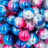 Close up view of a pile of 20mm Red, White & Blue Ombre Shimmer Faux Pearl Chunky Bubblegum Beads