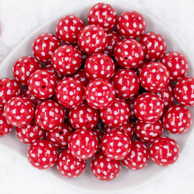 20mm Red with Pink Spotted Print Acrylic Bubblegum Beads