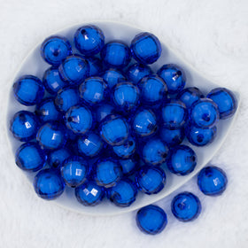 20mm Royal Blue Translucent Faceted Bead in a bead, chunky acrylic bubblegum Beads