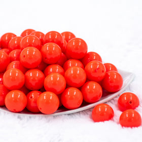 20mm Neon Orange Solid Acrylic Chunky Bubblegum Beads