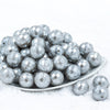 20mm Silver Disco Faceted Pearl Bubblegum Beads