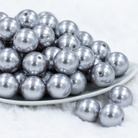 20mm Silver Faux Pearl Acrylic Bubblegum Beads