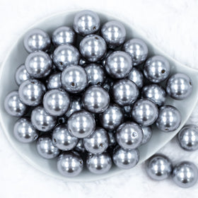 20mm Silver Faux Pearl Acrylic Bubblegum Beads