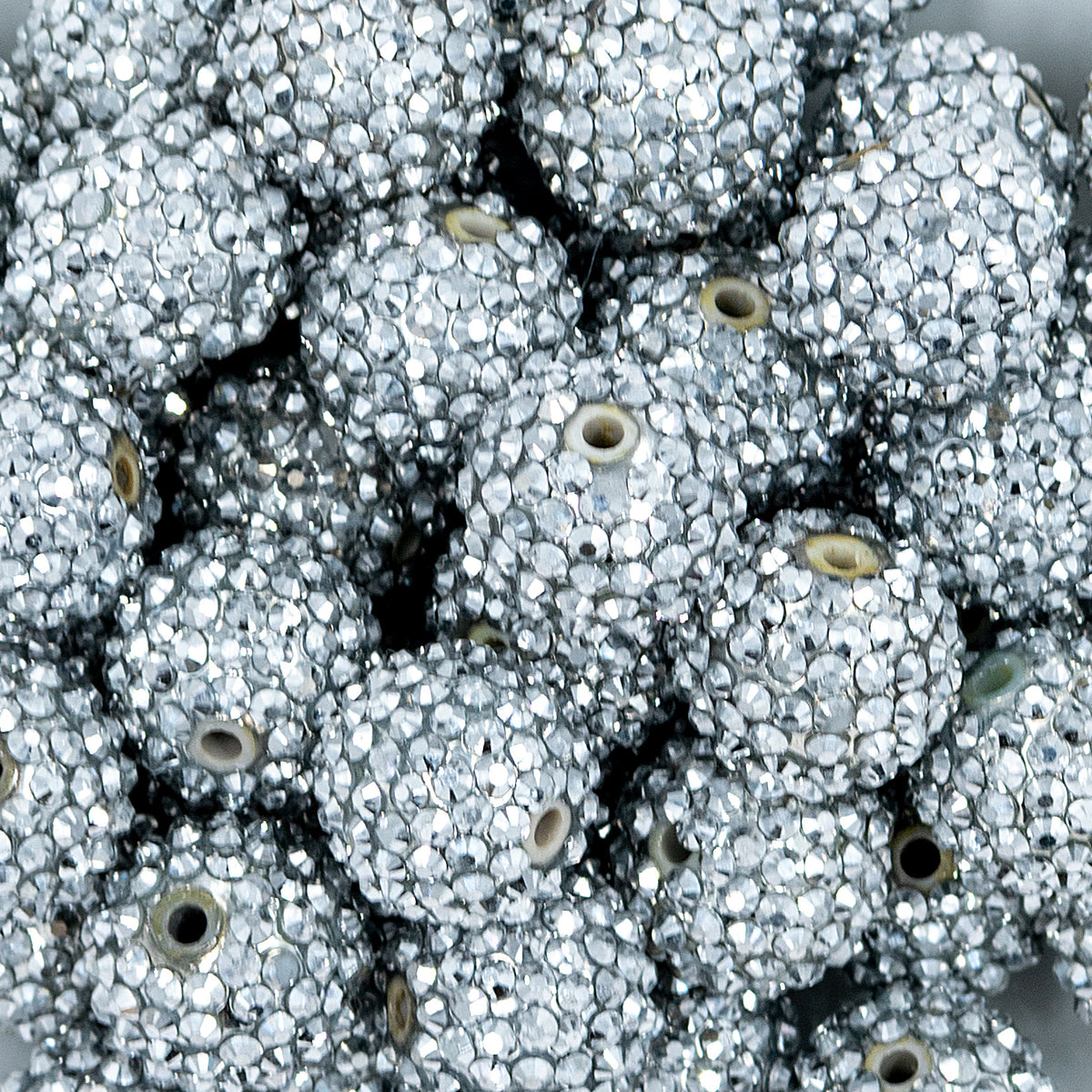 20mm Silver Rhinestone AB Bubblegum Beads | The BumbleBead Company