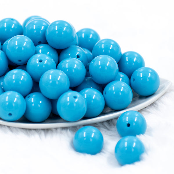 20mm Sky Blue Solid Bubblegum Beads