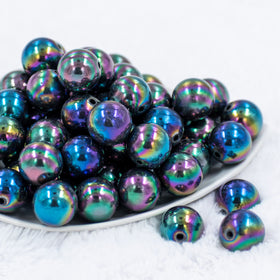 20mm Black Solid AB Bubblegum Beads