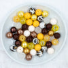 top view of a pile of 20mm Snow Leopard Mix Bubblegum Bead Mix - 50 Count