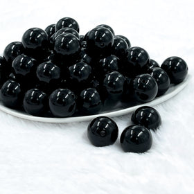 20mm Black Solid Bubblegum Beads
