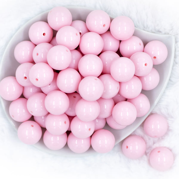 top view of a pile of 20mm Cotton Candy Pink Solid colored Chunky Bubblegum Beads