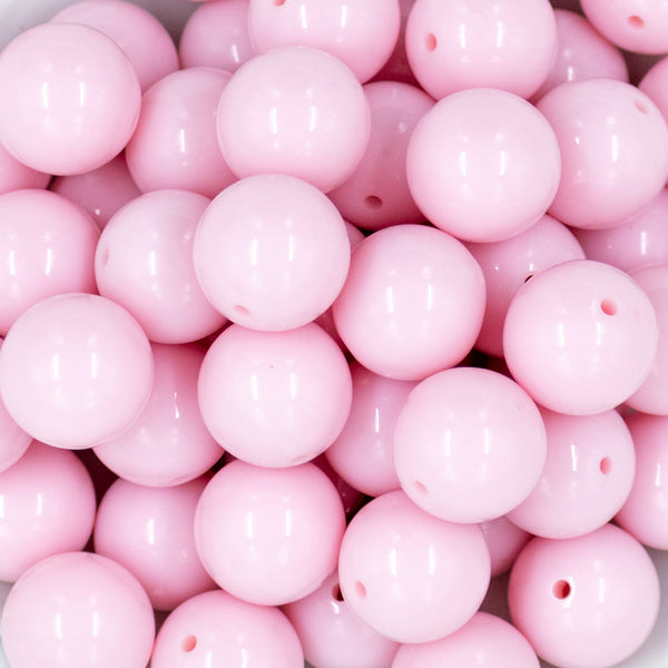 close-up view of a pile of 20mm Cotton Candy Pink Solid colored Chunky Bubblegum Beads