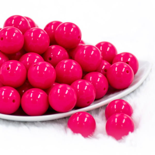 front view of a pile of 20mm Hot Pink Solid Chunky Bubblegum Beads