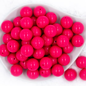 20mm Hot Pink Solid Bubblegum Beads
