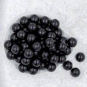 20mm Black Matte Pearl Solid Bubblegum Beads