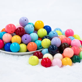 20mm Solid Color Mix Acrylic Bubblegum Beads Bulk [Choose Count]