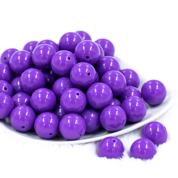 Front view of a pile of 20mm Passion Purple Solid Chunky Acrylic Bubblegum Beads