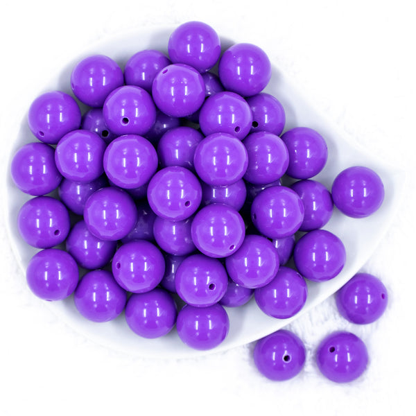Top view of a pile of 20mm Passion Purple Solid Chunky Acrylic Bubblegum Beads