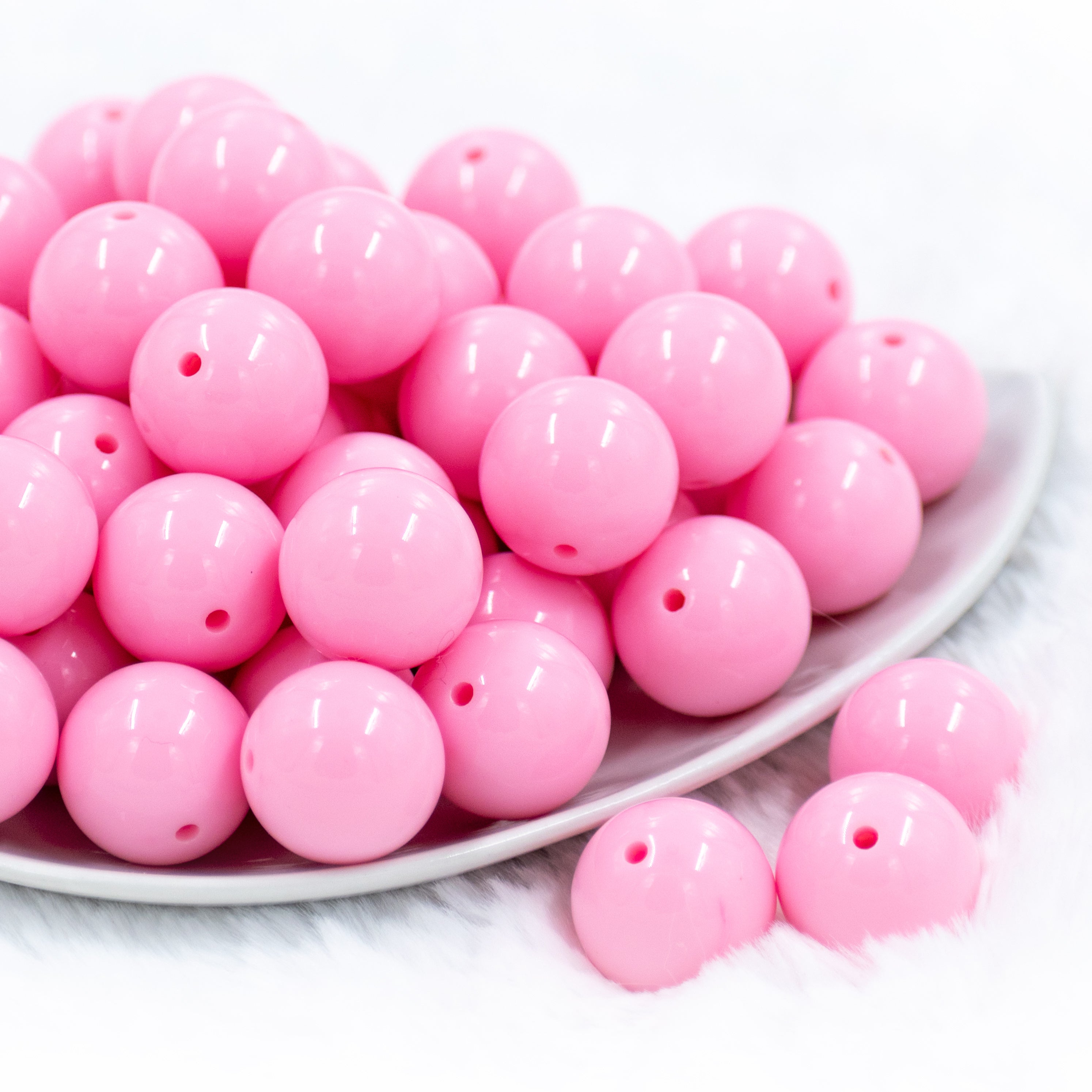 A75- 20mm Light Pink Faux Pearl Chunky Bubble Gum Acrylic Beads (10 Count)