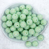 top view of a pile of 20mm Spearmint Green Rhinestone AB Bubblegum Beads