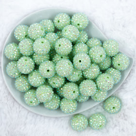 20mm Spearmint Green Rhinestone AB Bubblegum Beads