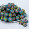 Front view of a pile of 20mm Spring Confetti Rhinestone AB Chunky Bubblegum Beads
