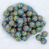Top view of a pile of 20mm Spring Confetti Rhinestone AB Chunky Bubblegum Beads