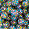 Close up view of a pile of 20mm Spring Confetti Rhinestone AB Chunky Bubblegum Beads