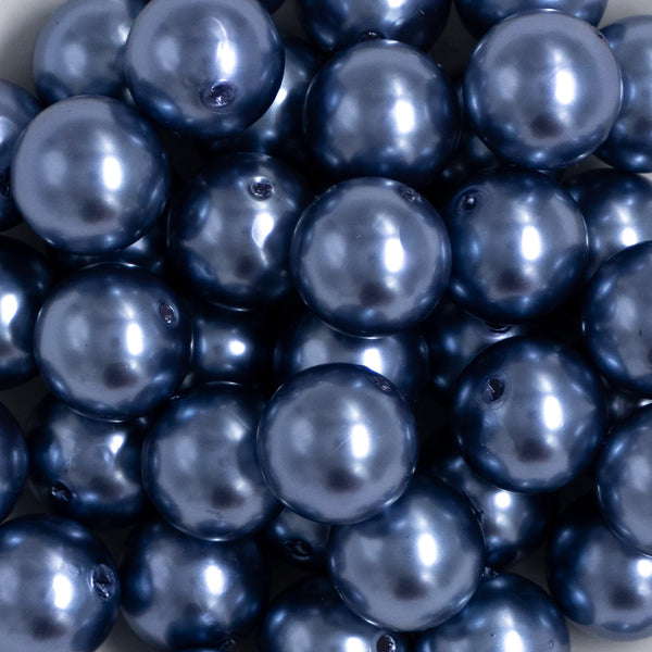 20mm Steel Blue Faux Pearl Bubblegum Beads
