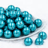front view of a pile of 20mm Teal Blue Faux Pearl Chunky Acrylic Bubblegum Beads